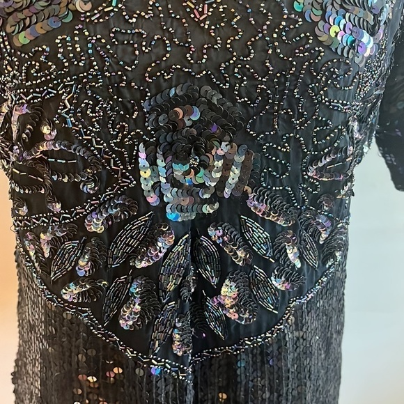 Gold Star Vintage Sequin Hand Beaded Blouse black new with tags size medium - Picture 4 of 9